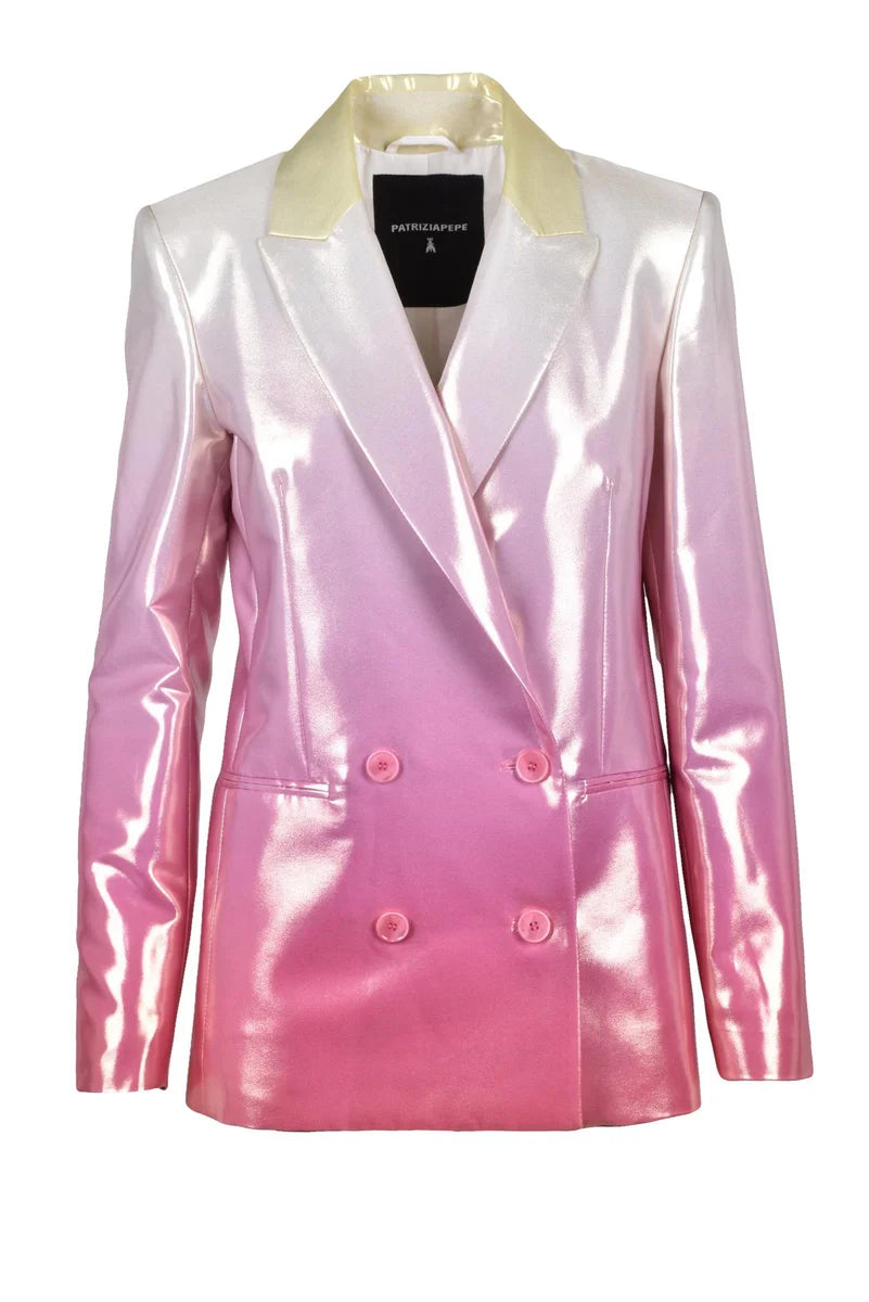 Metal Double-Breasted Jacket - Yellow/Pink