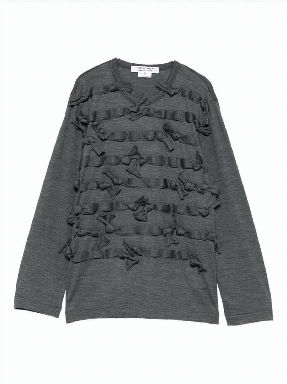 Textured Dark Grey Wool Jersey Top