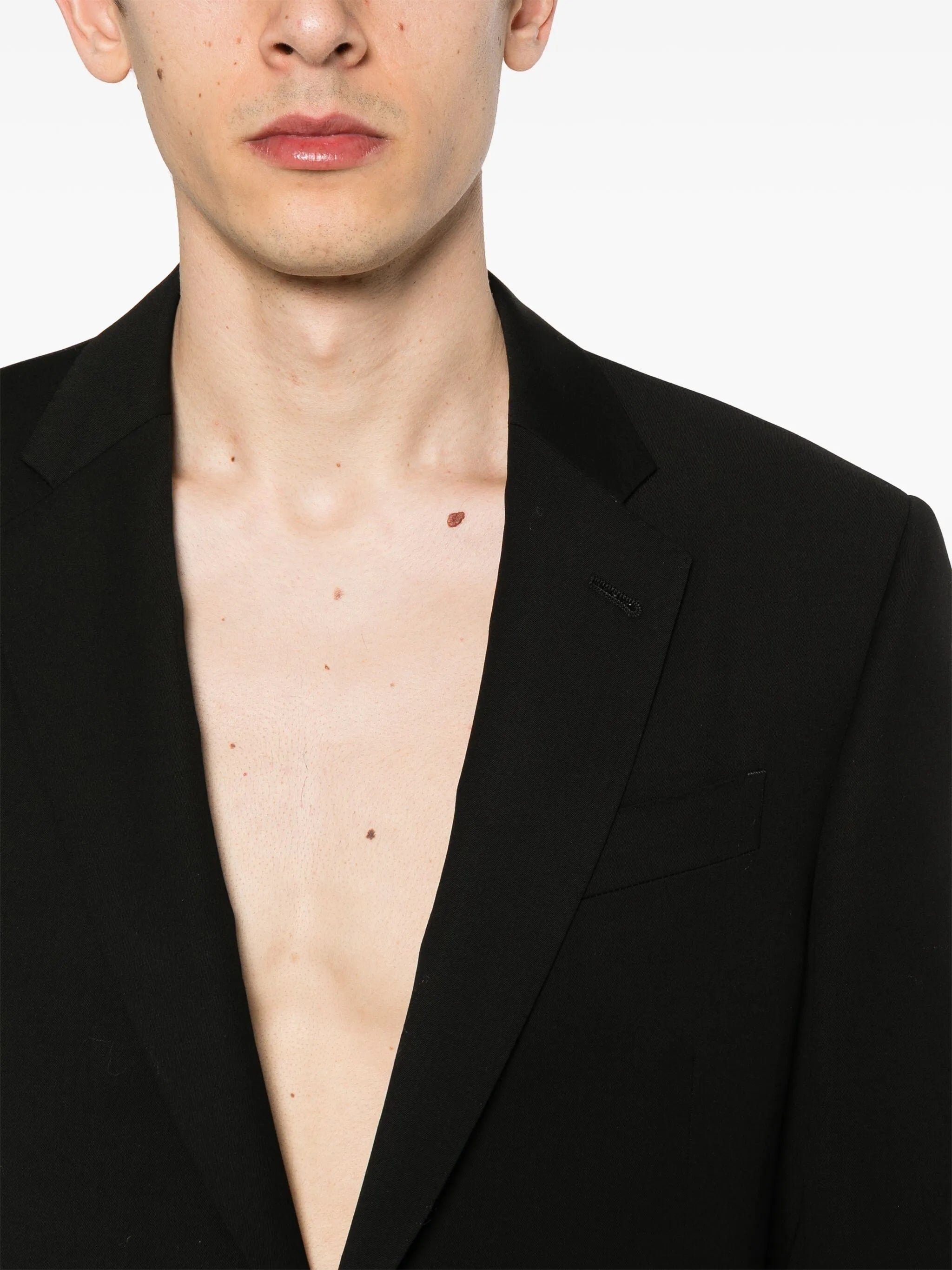 Tailored Black Wool Notch Lapel Suit