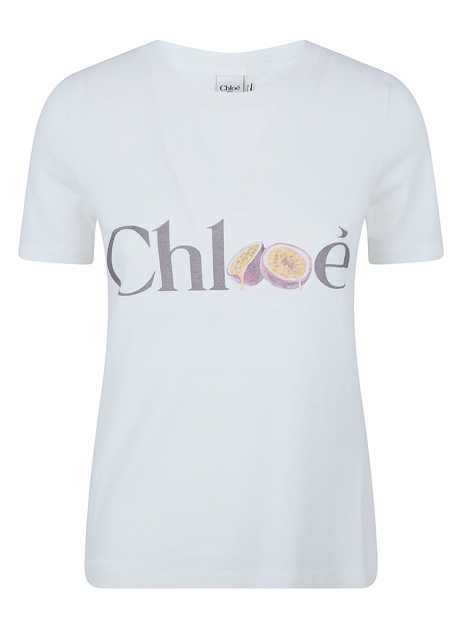 Slim-Fit White Cotton Jersey T-Shirt with Front Print