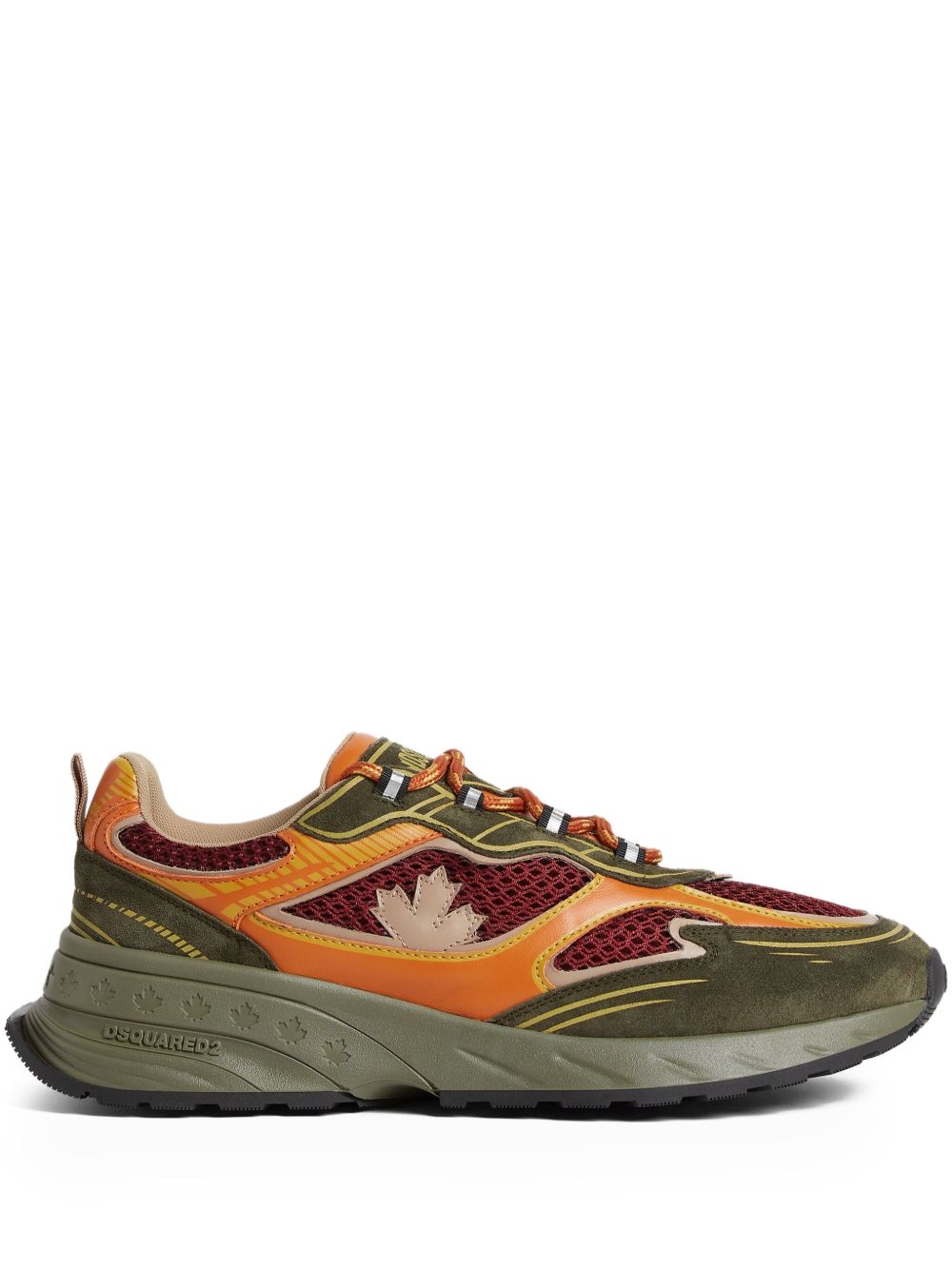 Multicolored Sneakers with Olive Suede