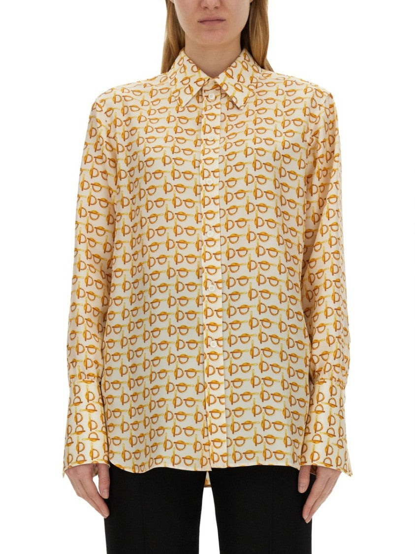 Eyeglasses Print Mulberry Silk Shirt