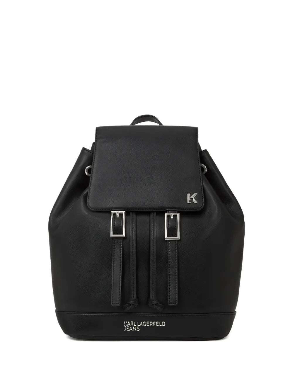 Smooth Finish Black Backpack with Buckle Closure