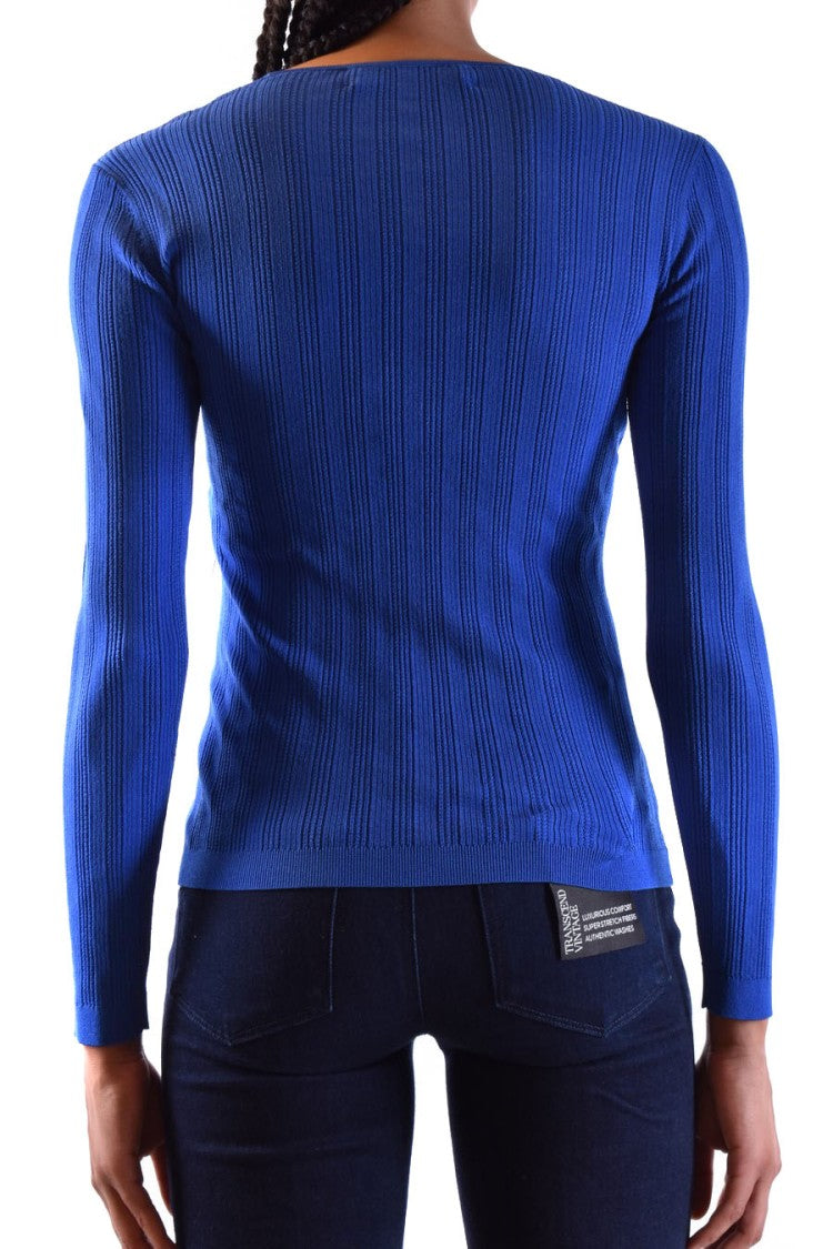 Ribbed Fitted Long-Sleeved Top With Square Neckline
