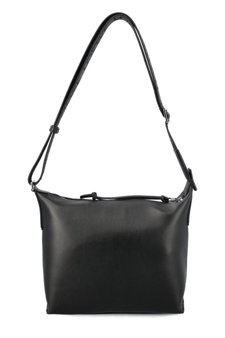 Minimalist Black Calf Leather Shoulder Bag