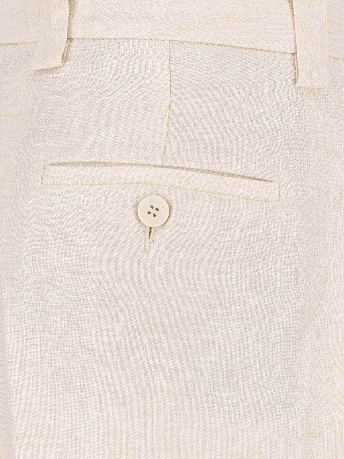 Cream Linen Straight-Leg Tailored Trousers