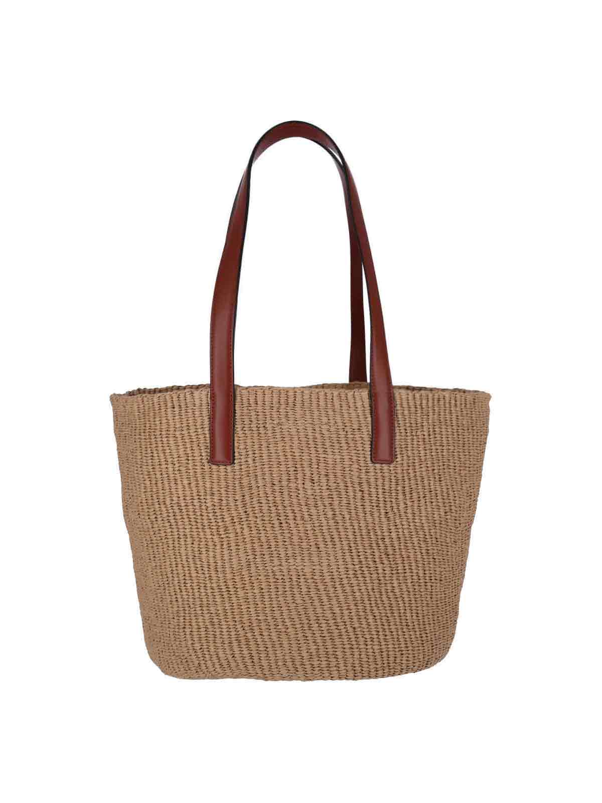 Medium Raffia Tote With Leather Handles