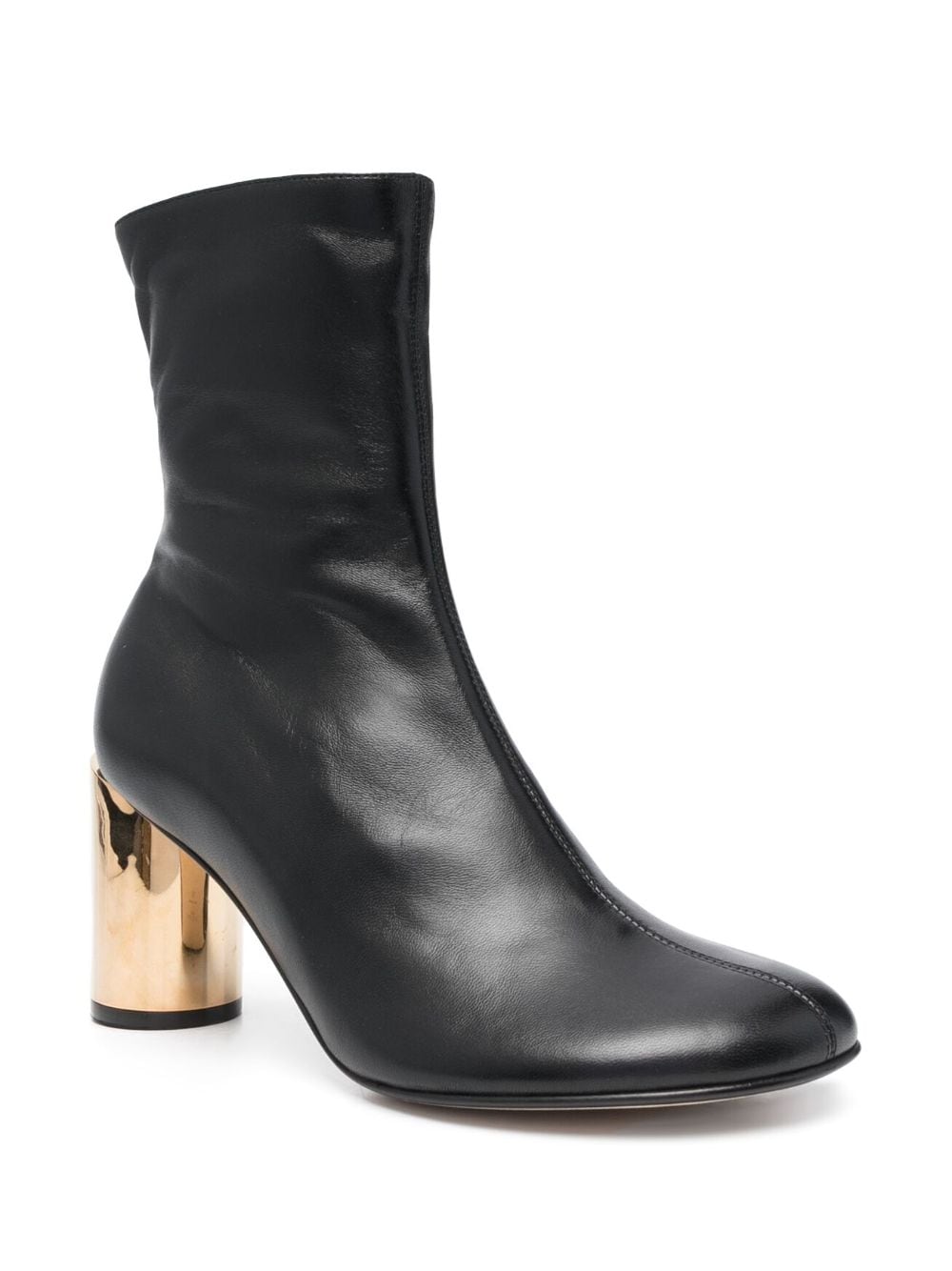75mm Black Calf Leather Ankle Boots