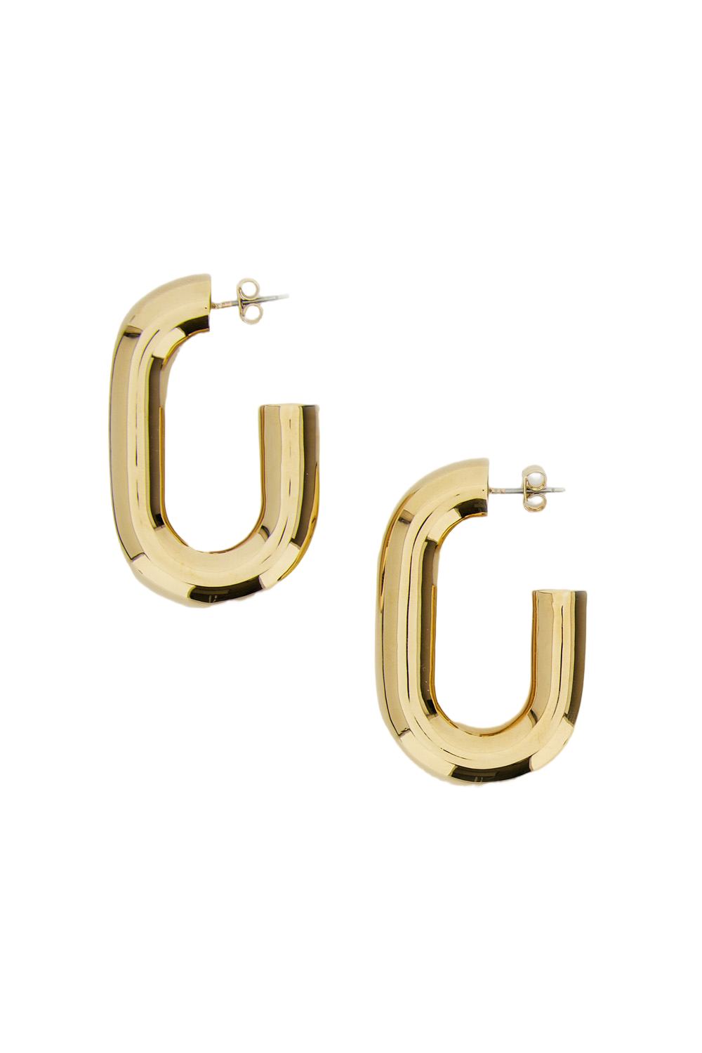 Gold XL Link Brass Hoop Earrings