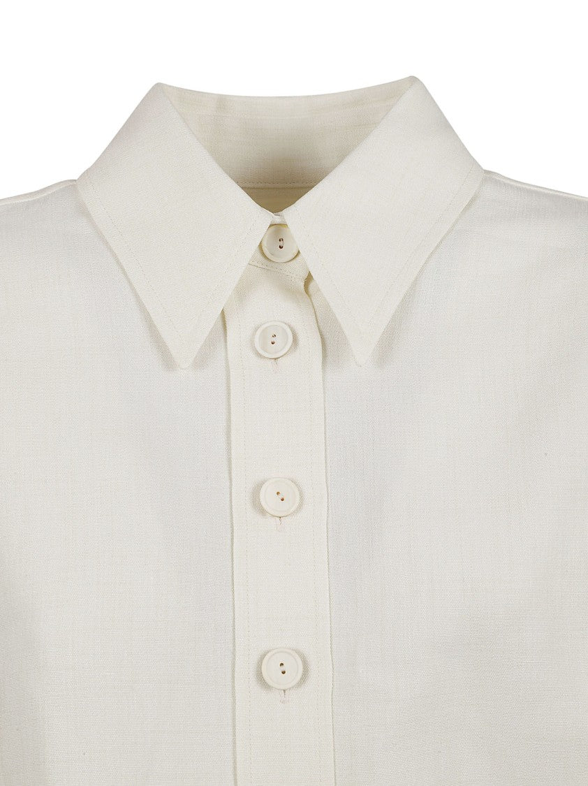 Cropped Button-Up Jacket With Structured Collar