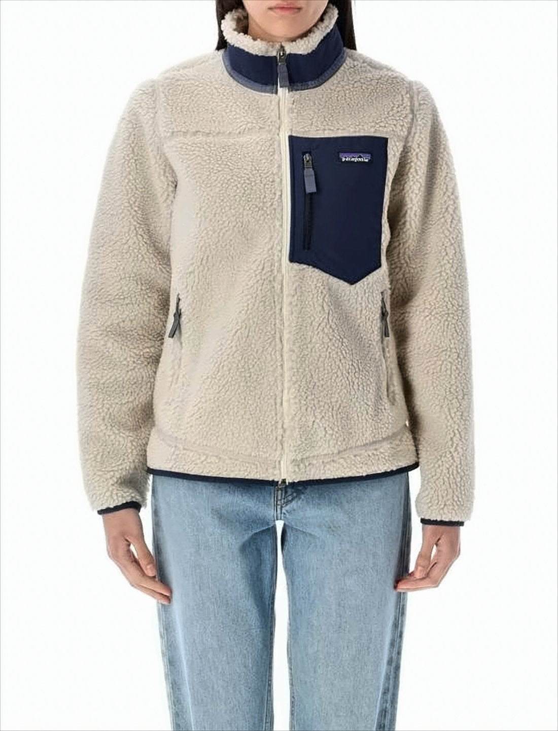 Textured Fleece Jacket with High Collar