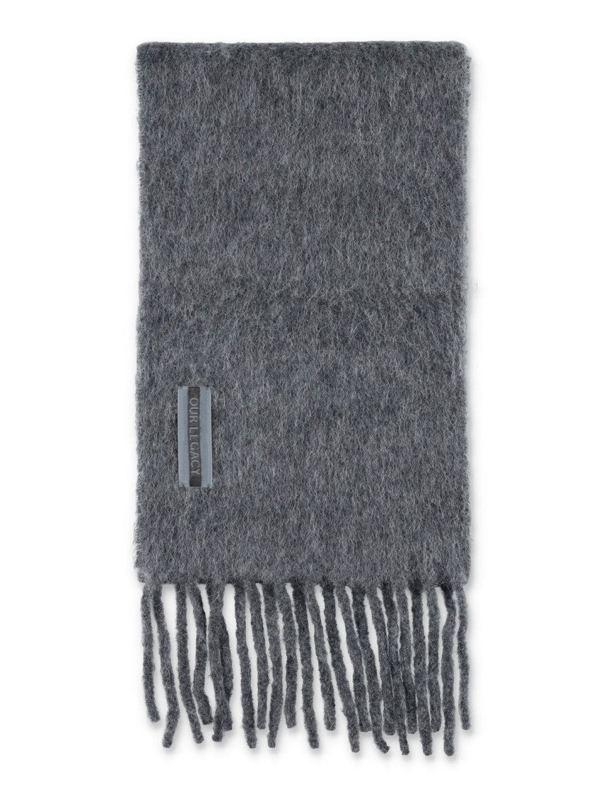 Soft Fuzzy Dark Grey Alpaca Blend Scarf