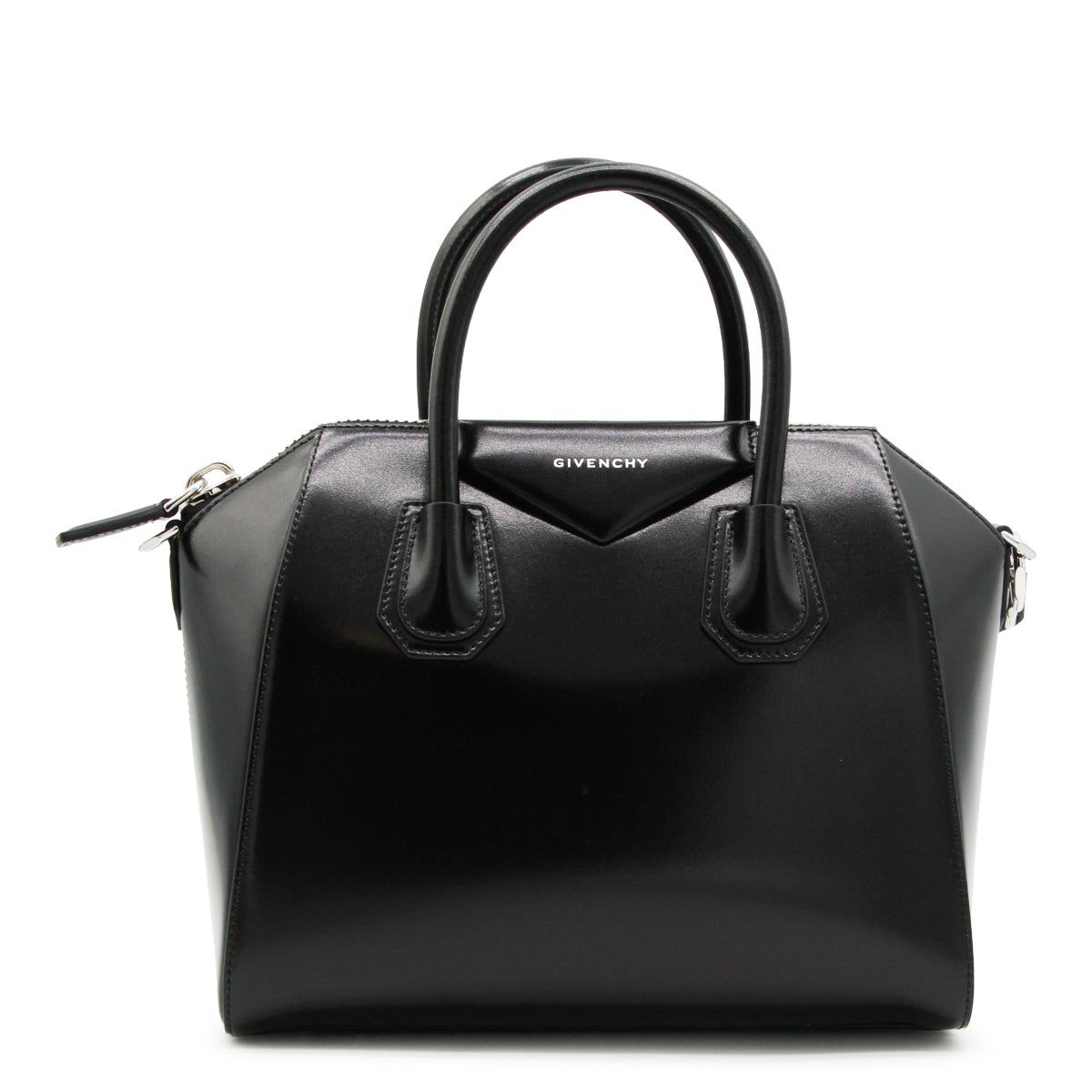 Black Leather Antigona Small Top Handle Bag