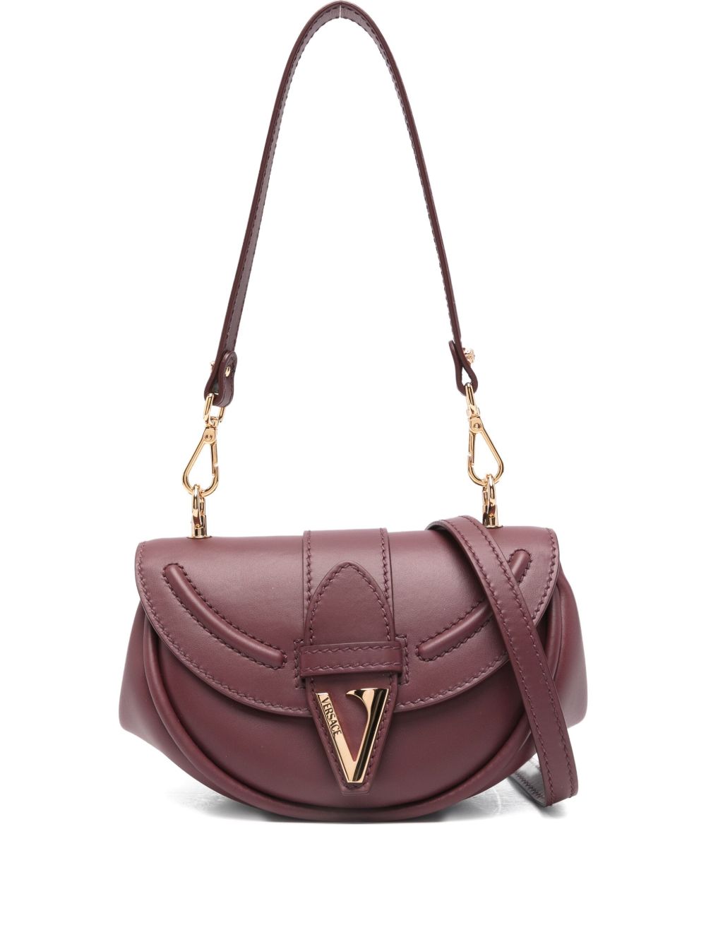 Curved Burgundy Leather Bag