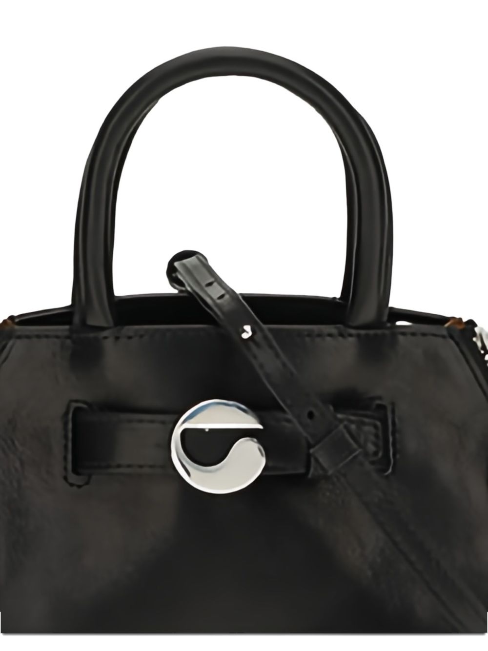 Trapezoidal Black Calfskin Leather Bag
