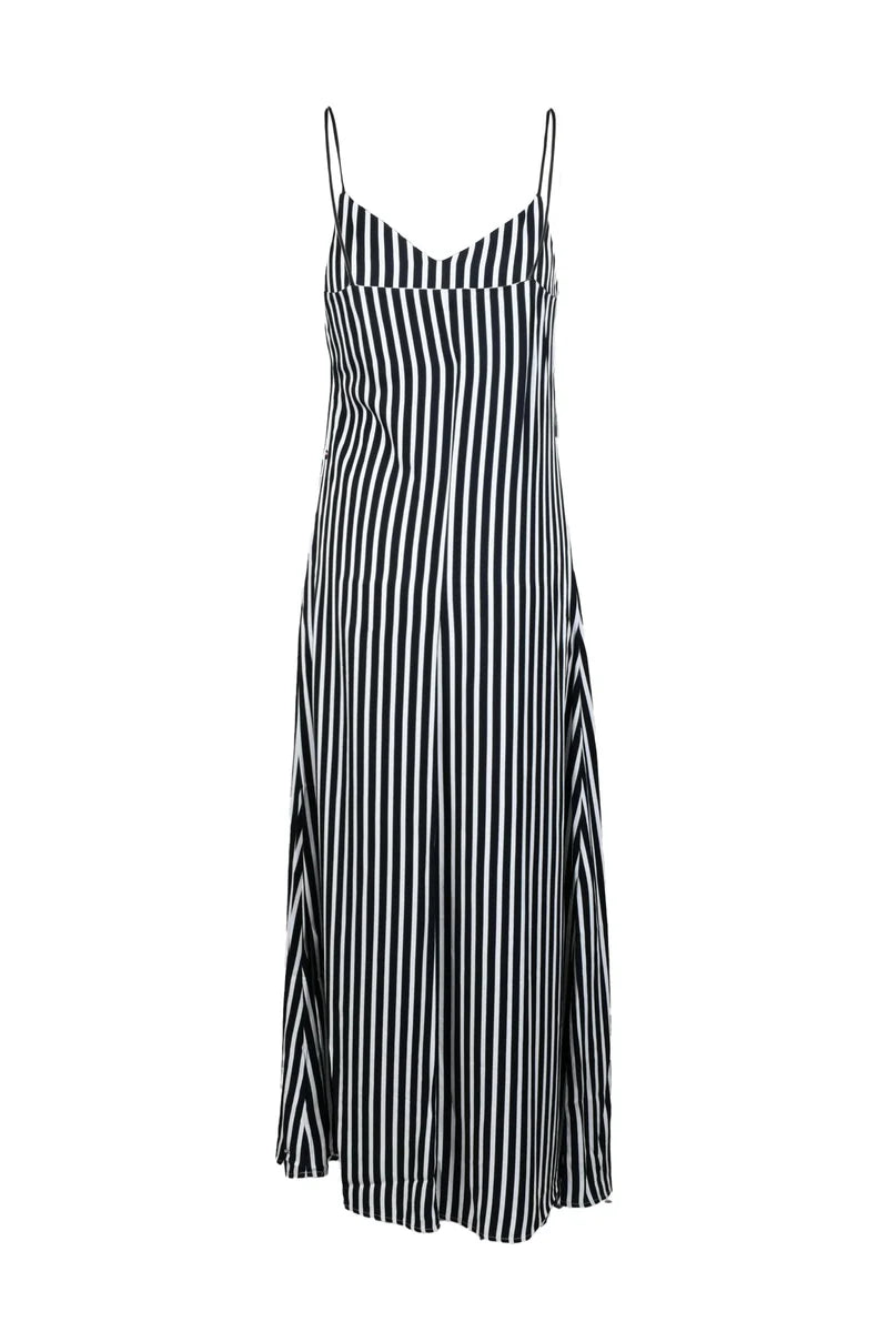 Black/White Long Satin Dress