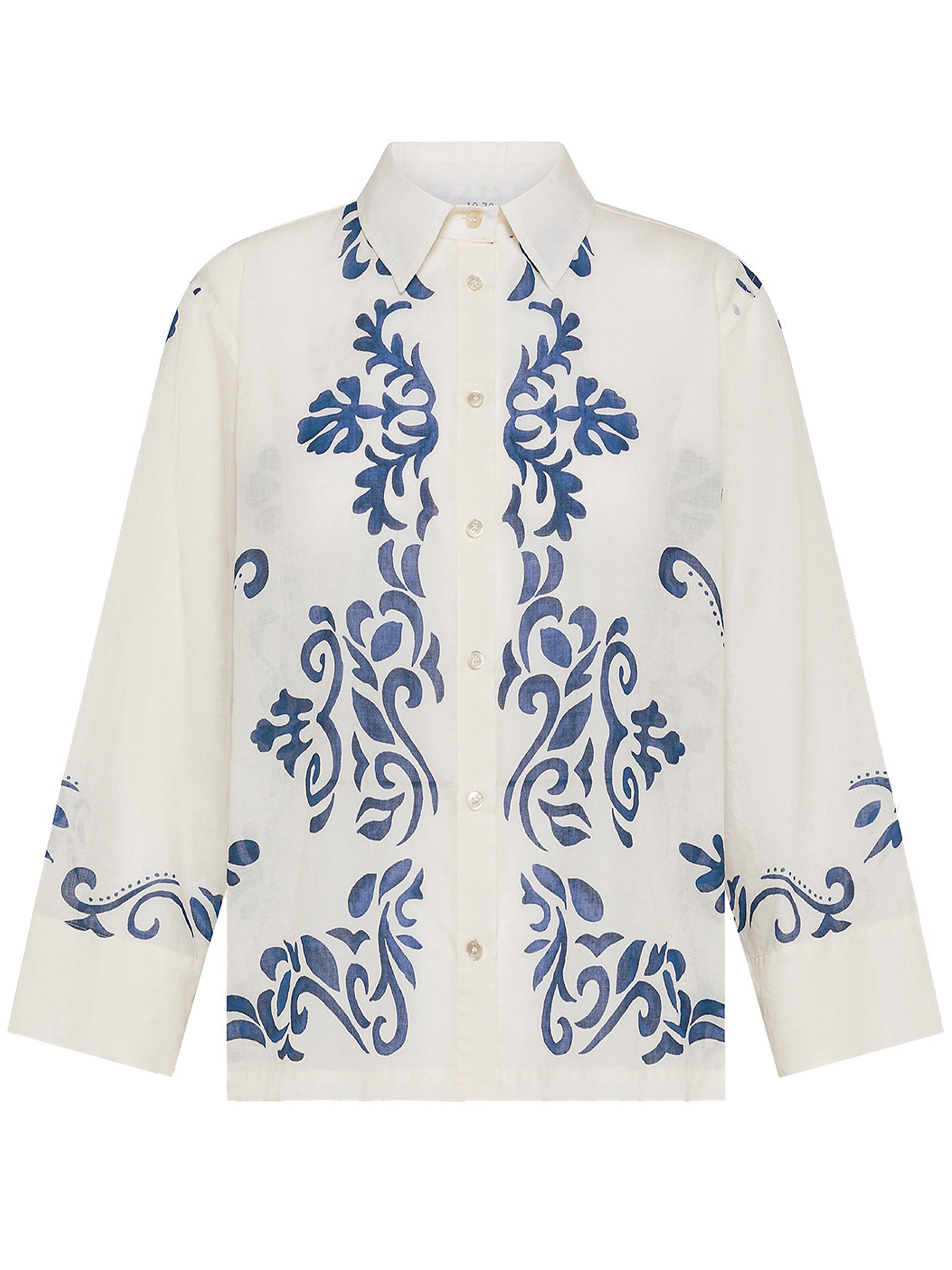 White Boxy Floral Print Shirt