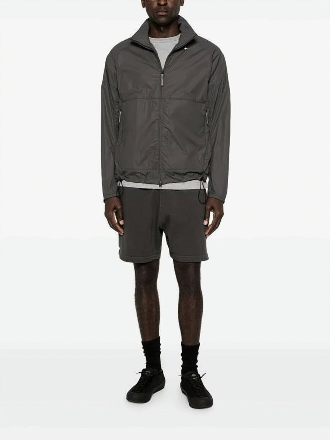 High-Collar Casual Jacket With Zippered Pockets