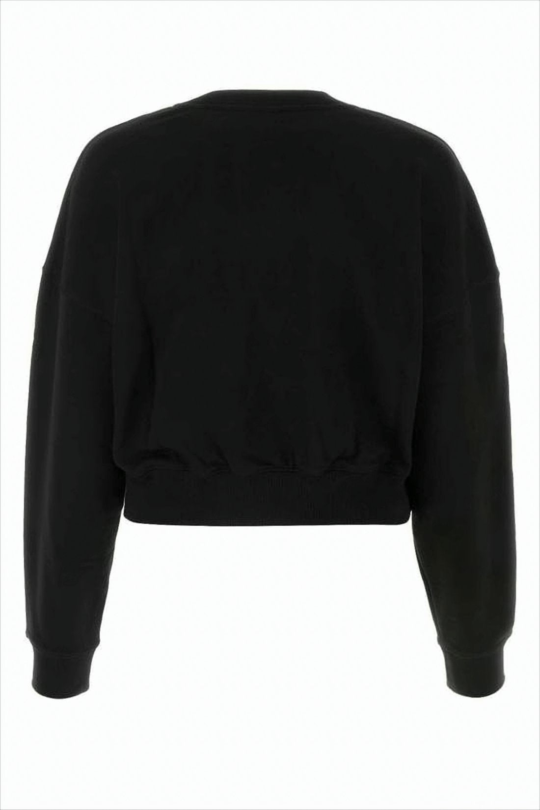 Cropped Long-Sleeve Top With Floral Emblem And Gathered Hem