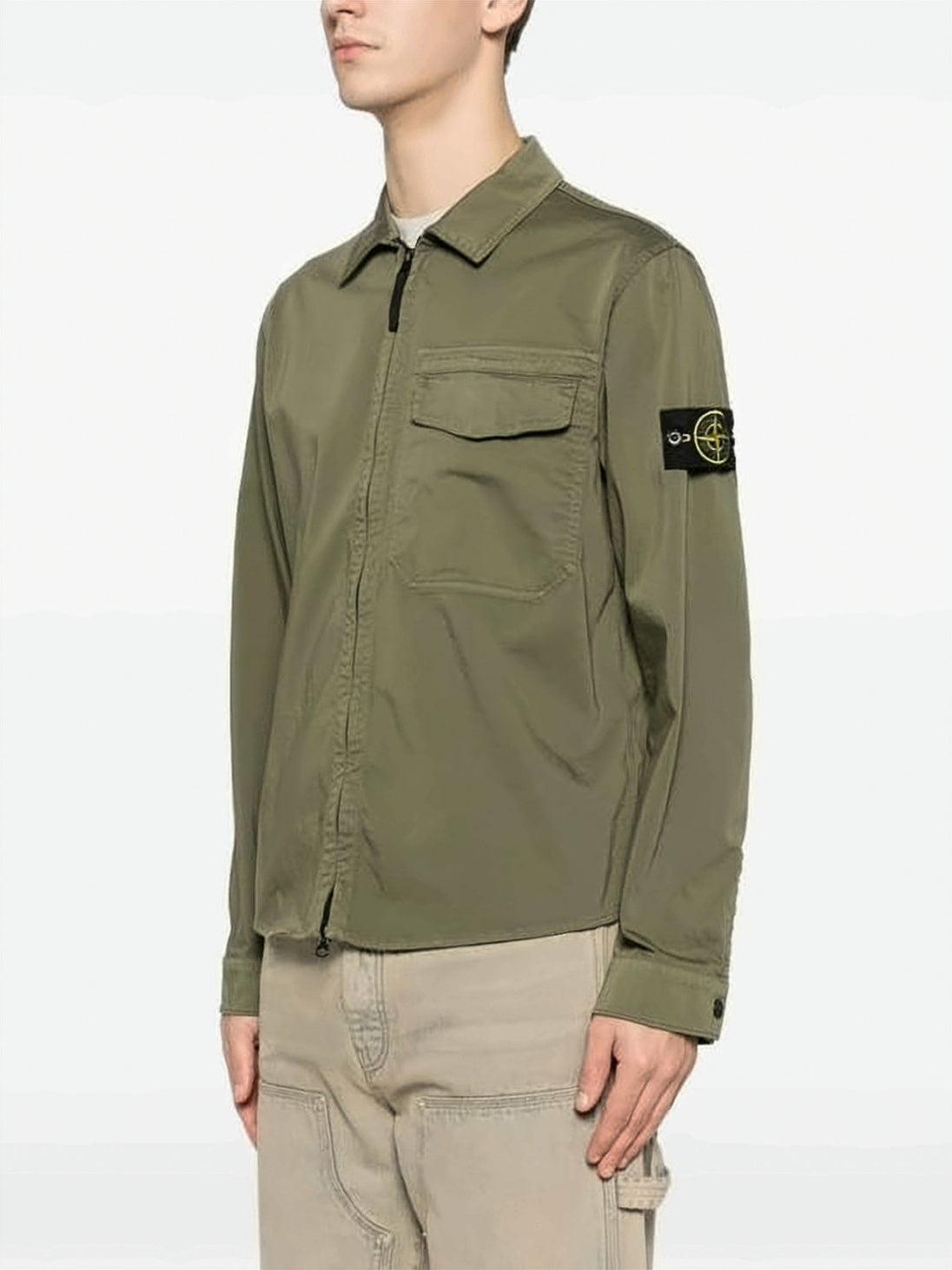 Minimalist Green Stone Island Jacket with Flap Pocket