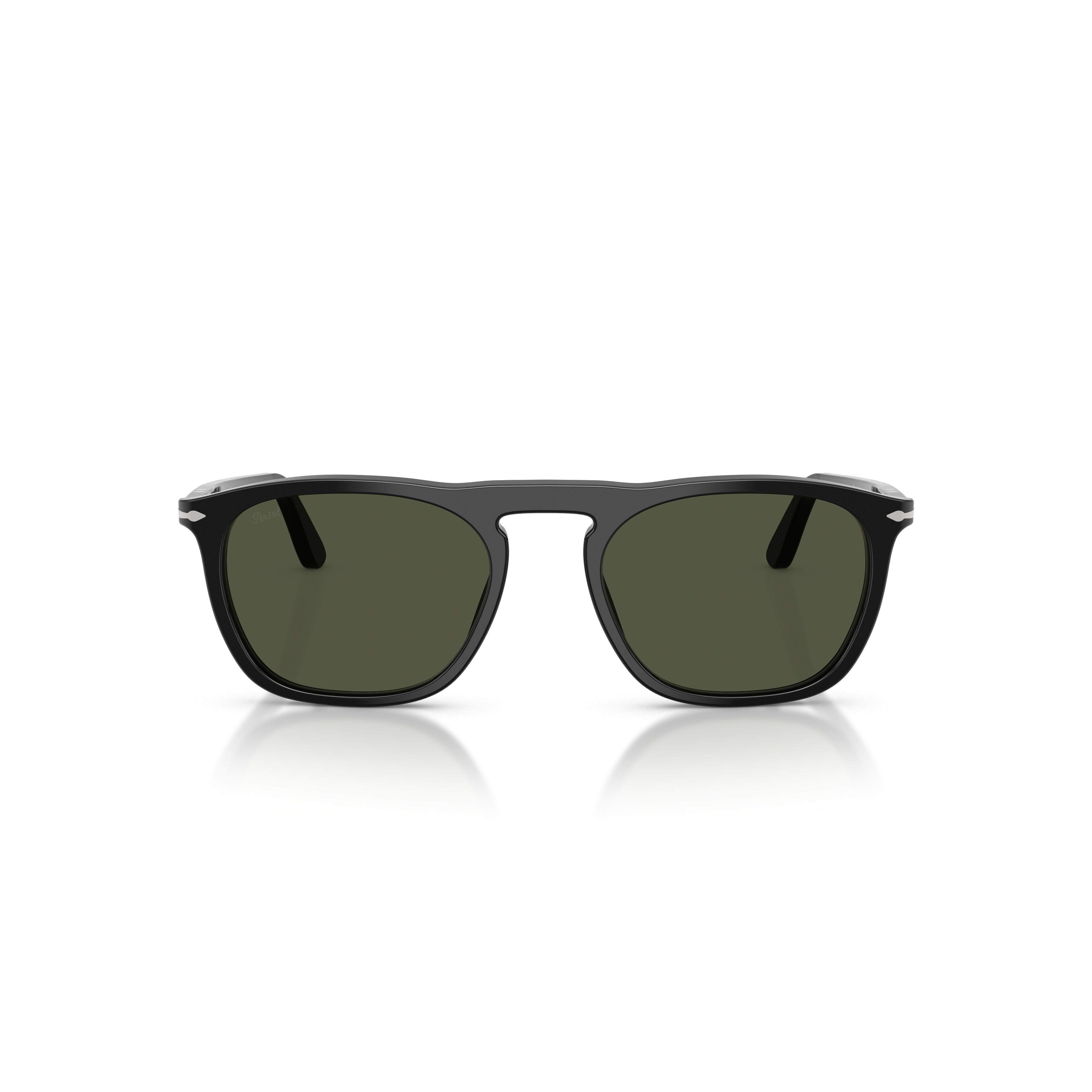 0po3391s Classic Black Acetate Sunglasses with Dark Green Lenses