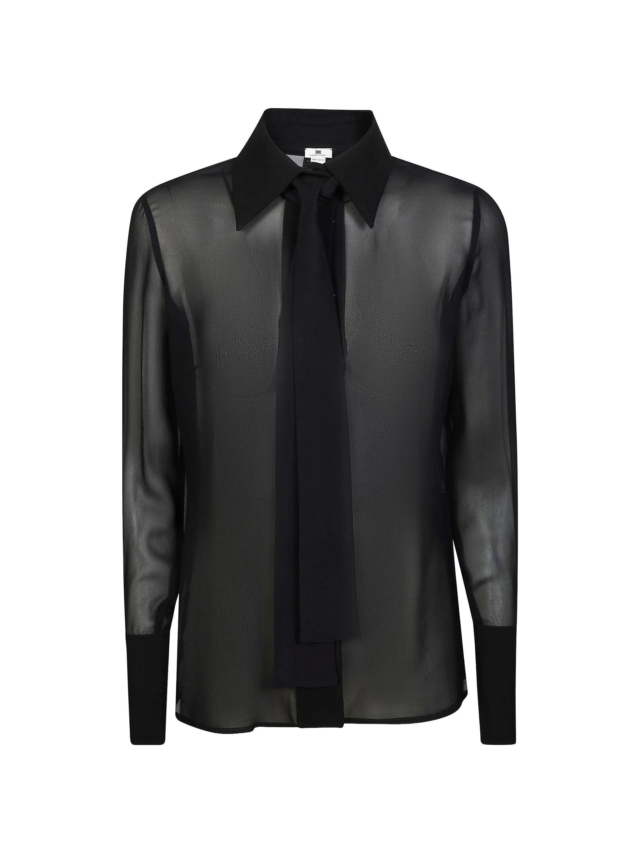 Sheer White Front Tie Blouse