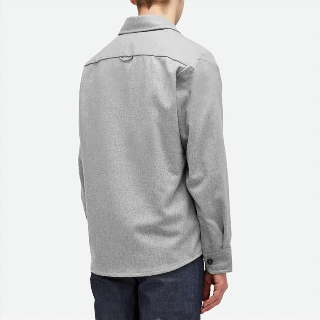 Classic Grey Long-Sleeve Shirt With Button-Down Front And Chest Pocket
