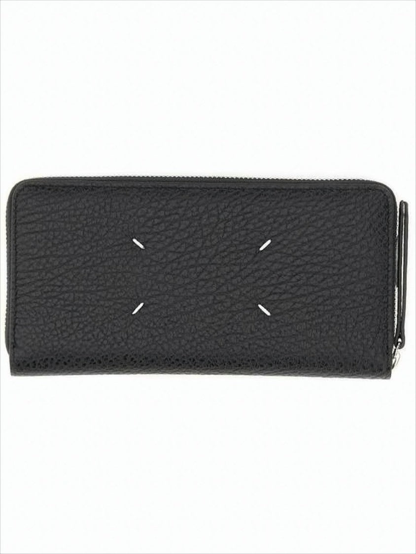 Textured Calf Leather Long Wallet With Zip-Around Closure
