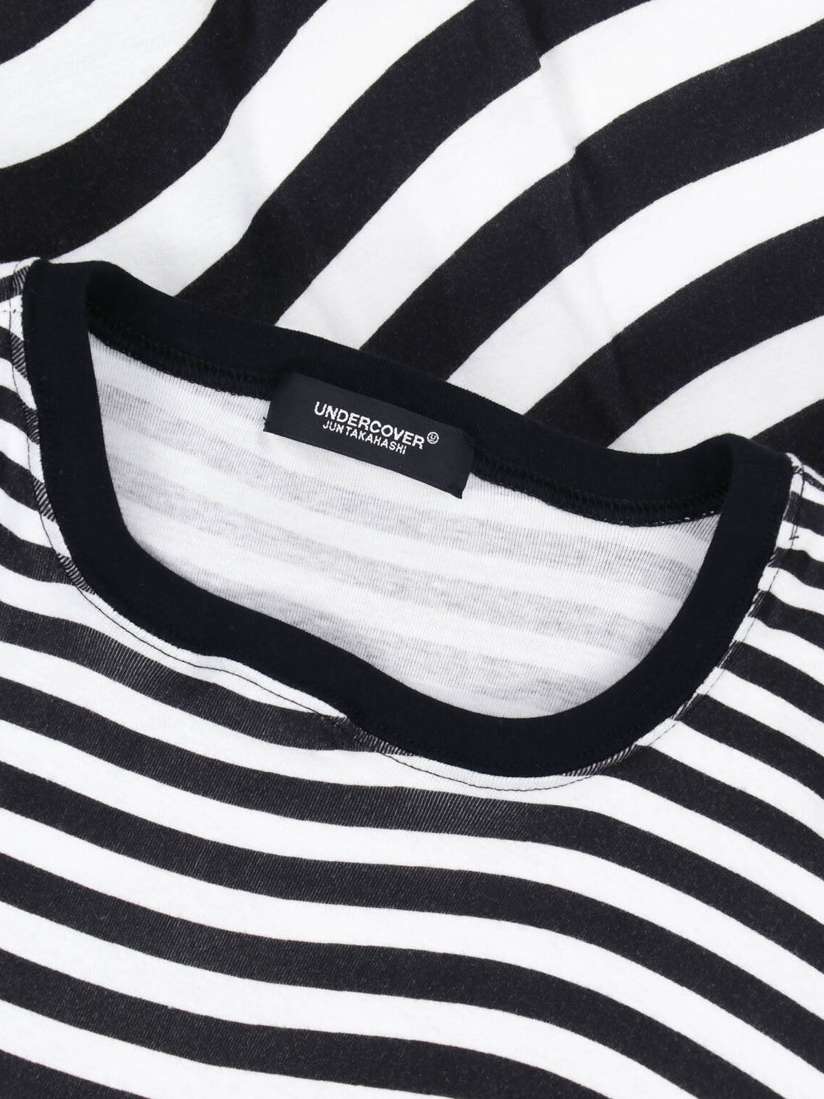 Black/White Asymmetrical Hem Striped T-Shirt