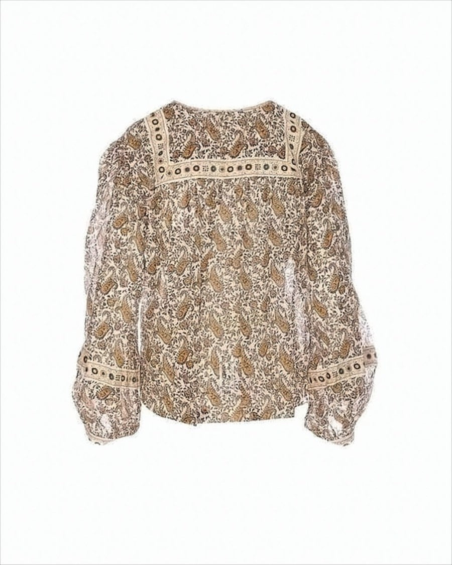 Floral-Printed Cotton Blouse with Embroidered Detailing
