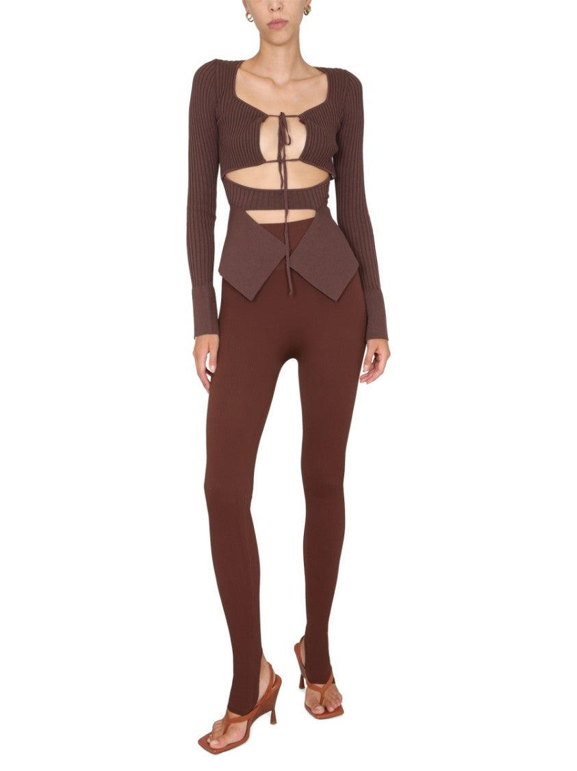 Fitted Ribbed Top With Wide Neckline