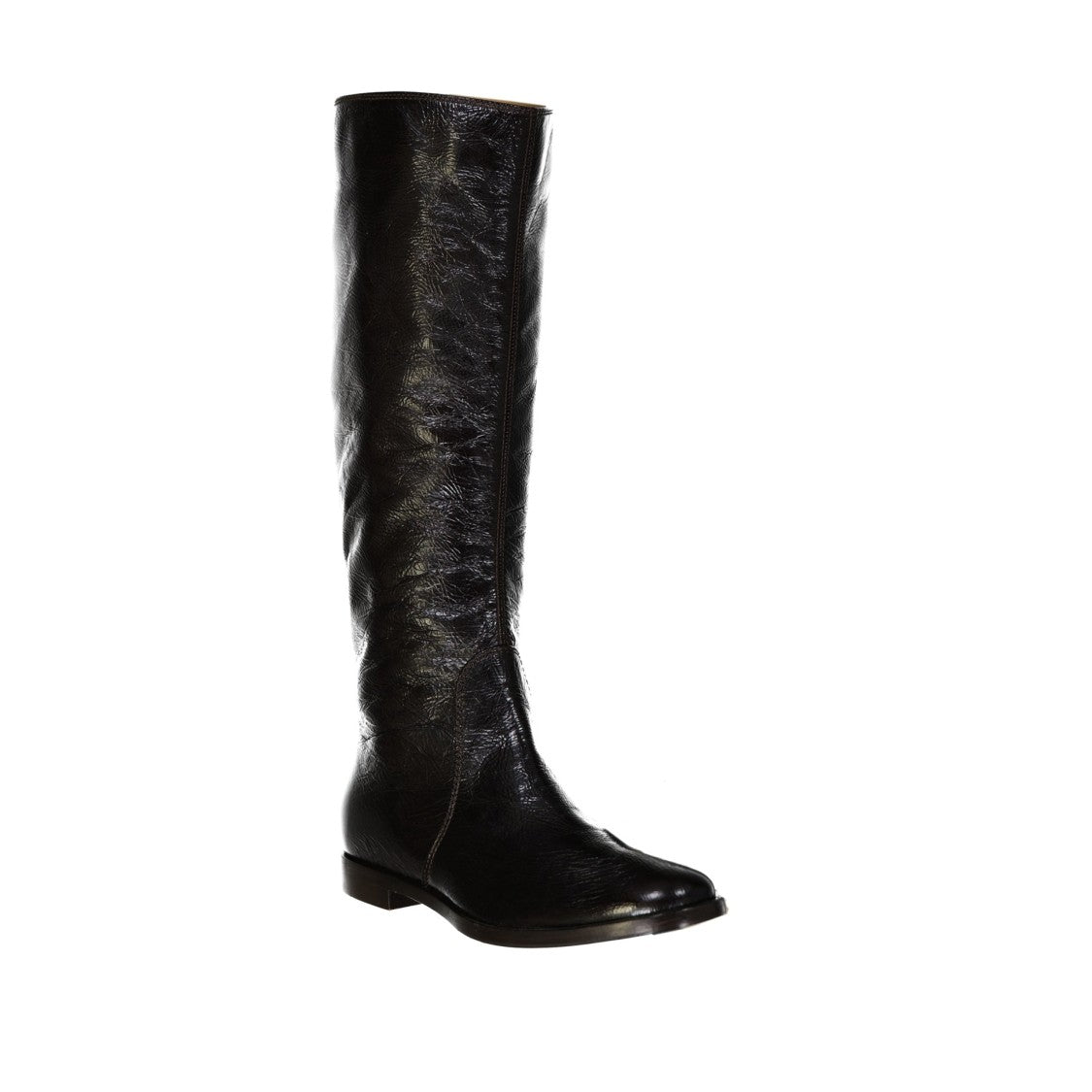 Leather Boots With Patent Finish