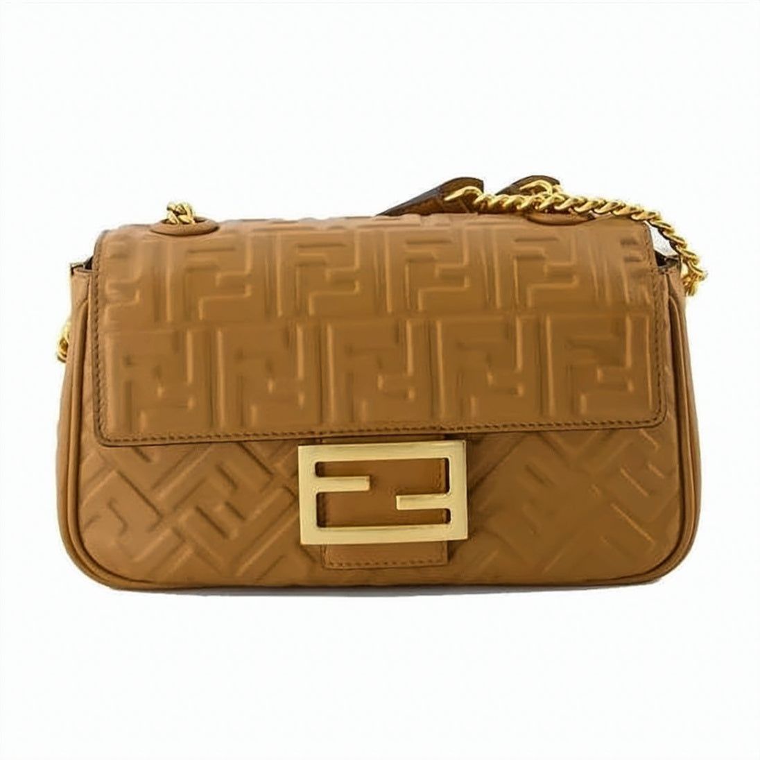 Rectangular Brown Lambskin Leather Shoulder Bag