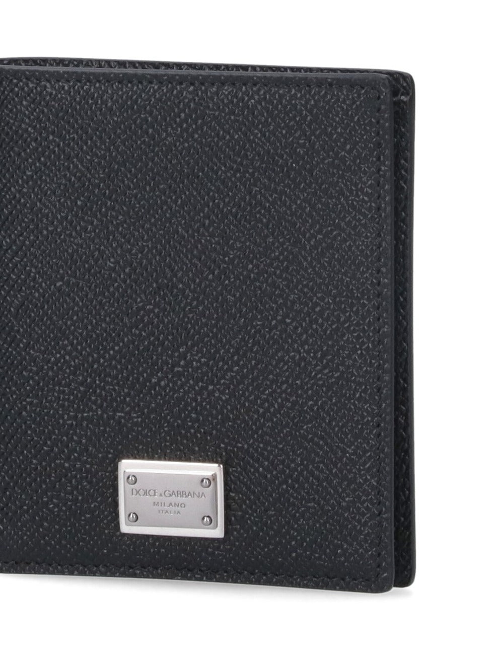 Black Bi-Fold Wallet With Silver Logo Plate