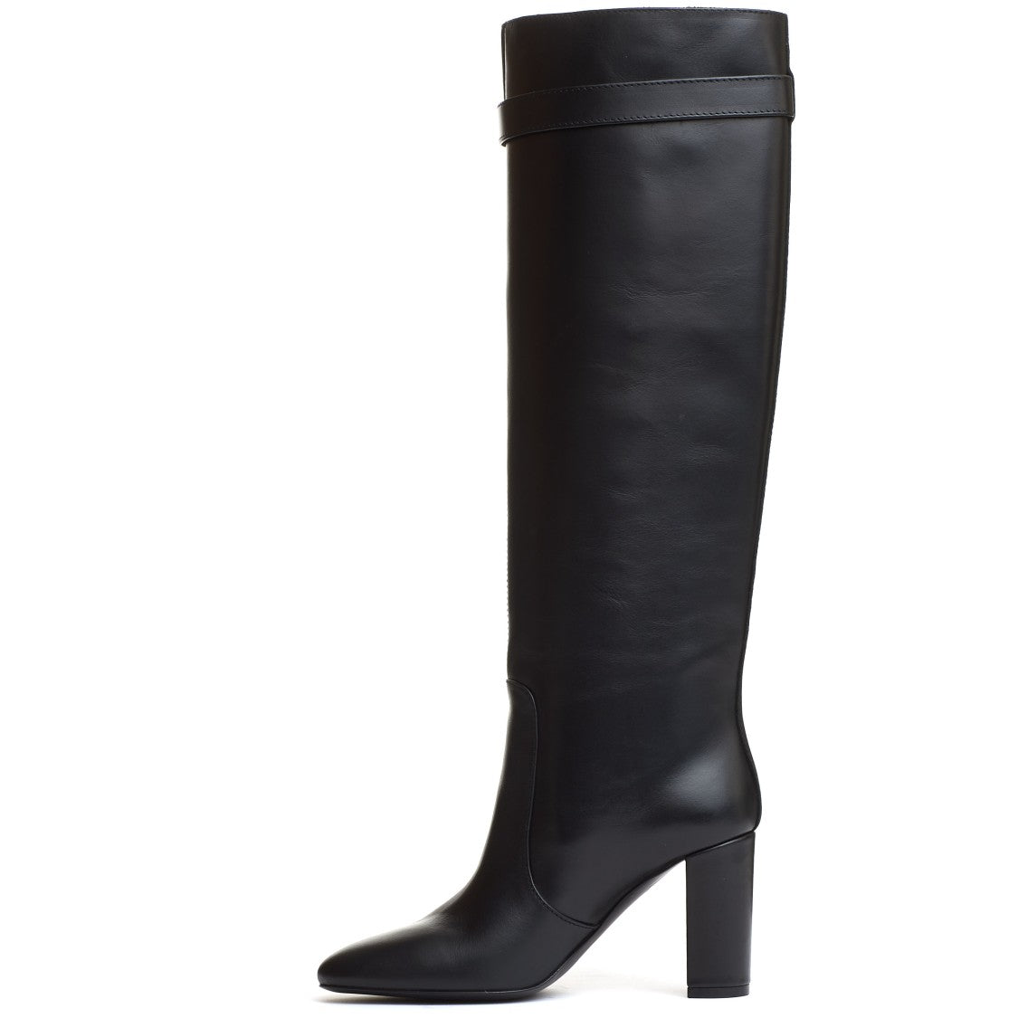 Black Leather Boot Heel 90mm