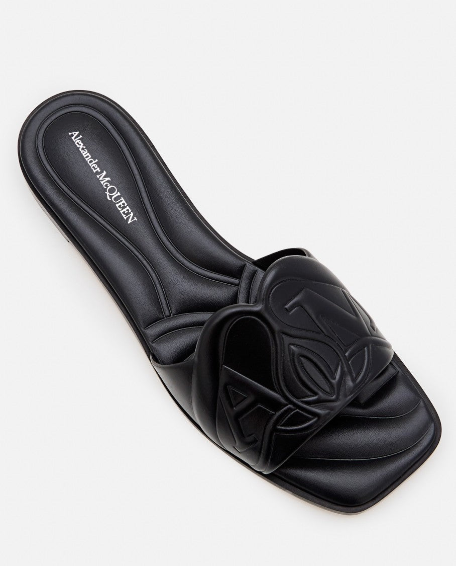 Flat Leather Slide Sandal
