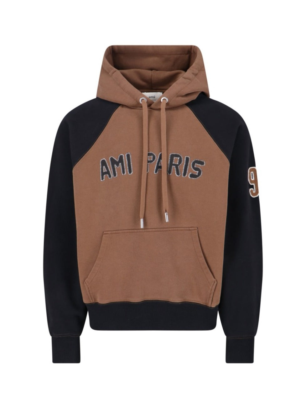Two-Tone Hoodie With Stitched Branding And Embroidered Detail