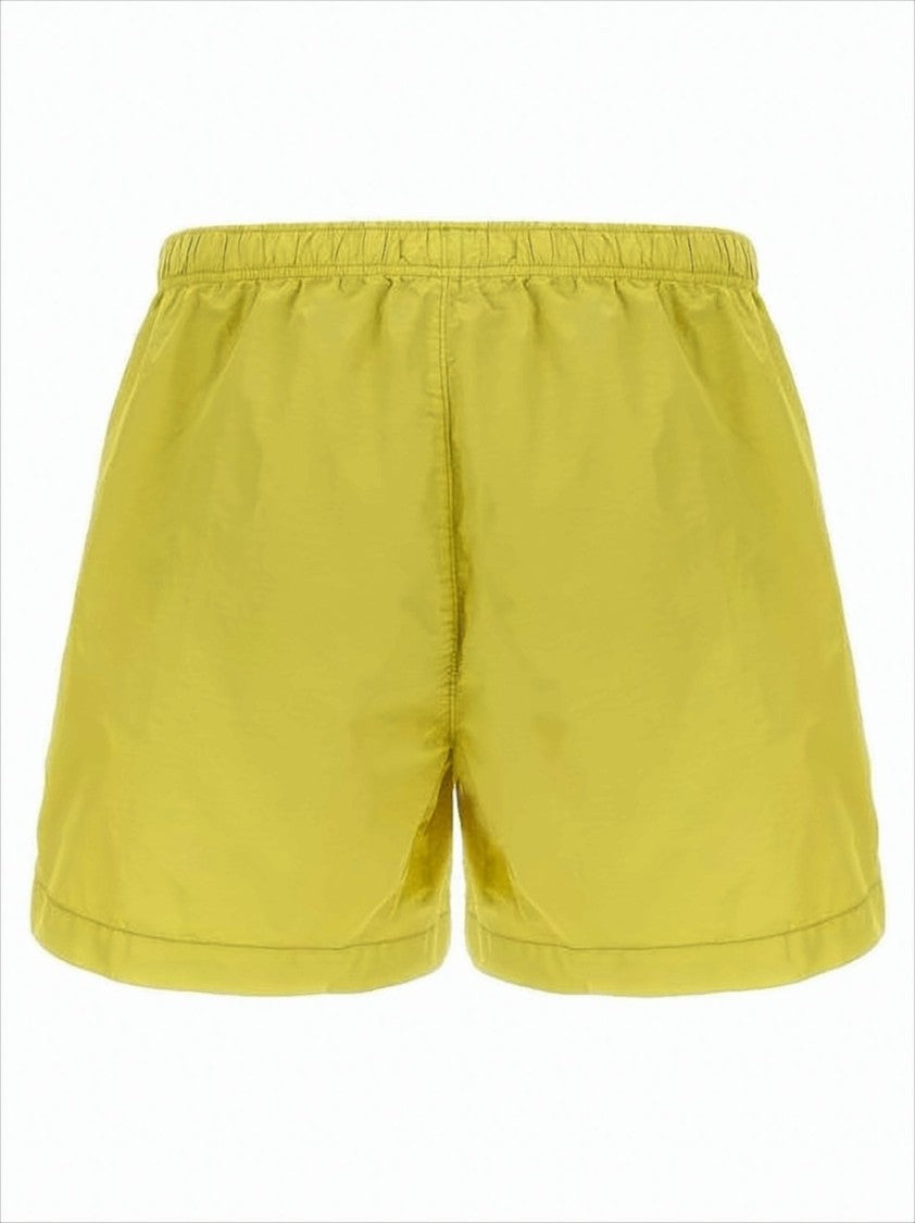 Relaxed Fit Yellow Shorts with Patch Pocket