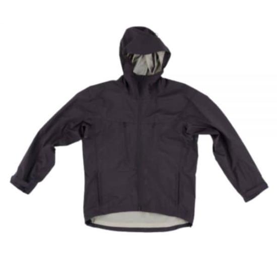 Hooded Black Polyester Jacket with Minimalist Design and Zipper Closure