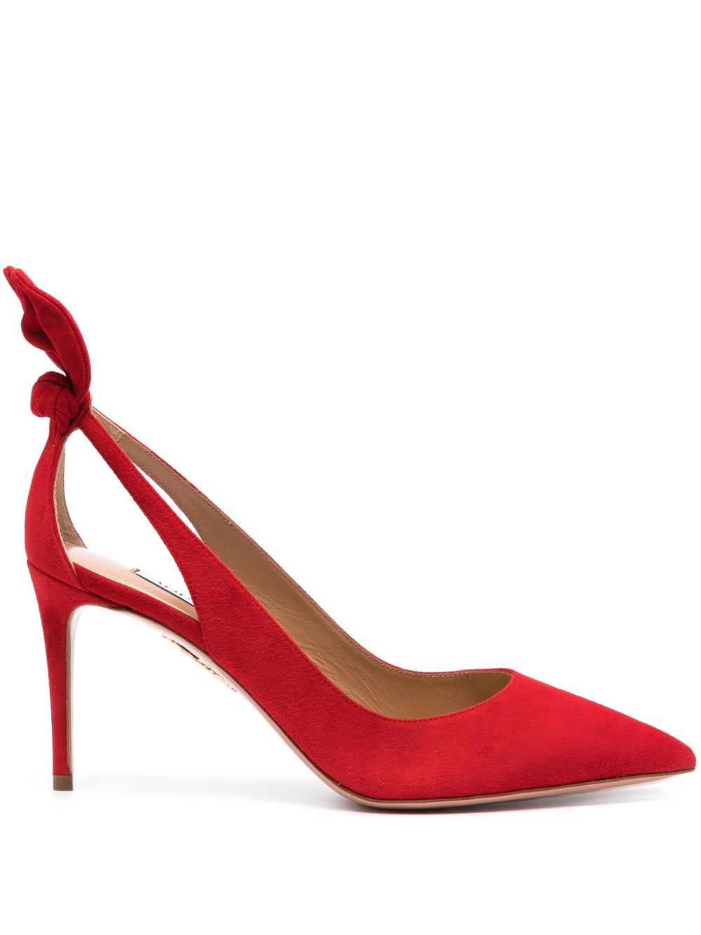 Red Suede Pointed Toe Cut-Out Stiletto Pumps