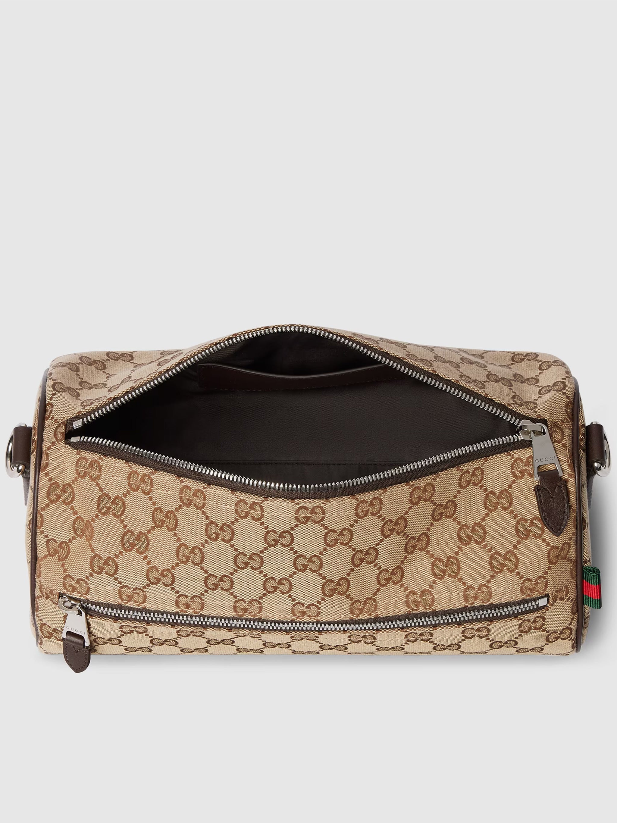 Beige Cylindrical GG Canvas Monogram Bag