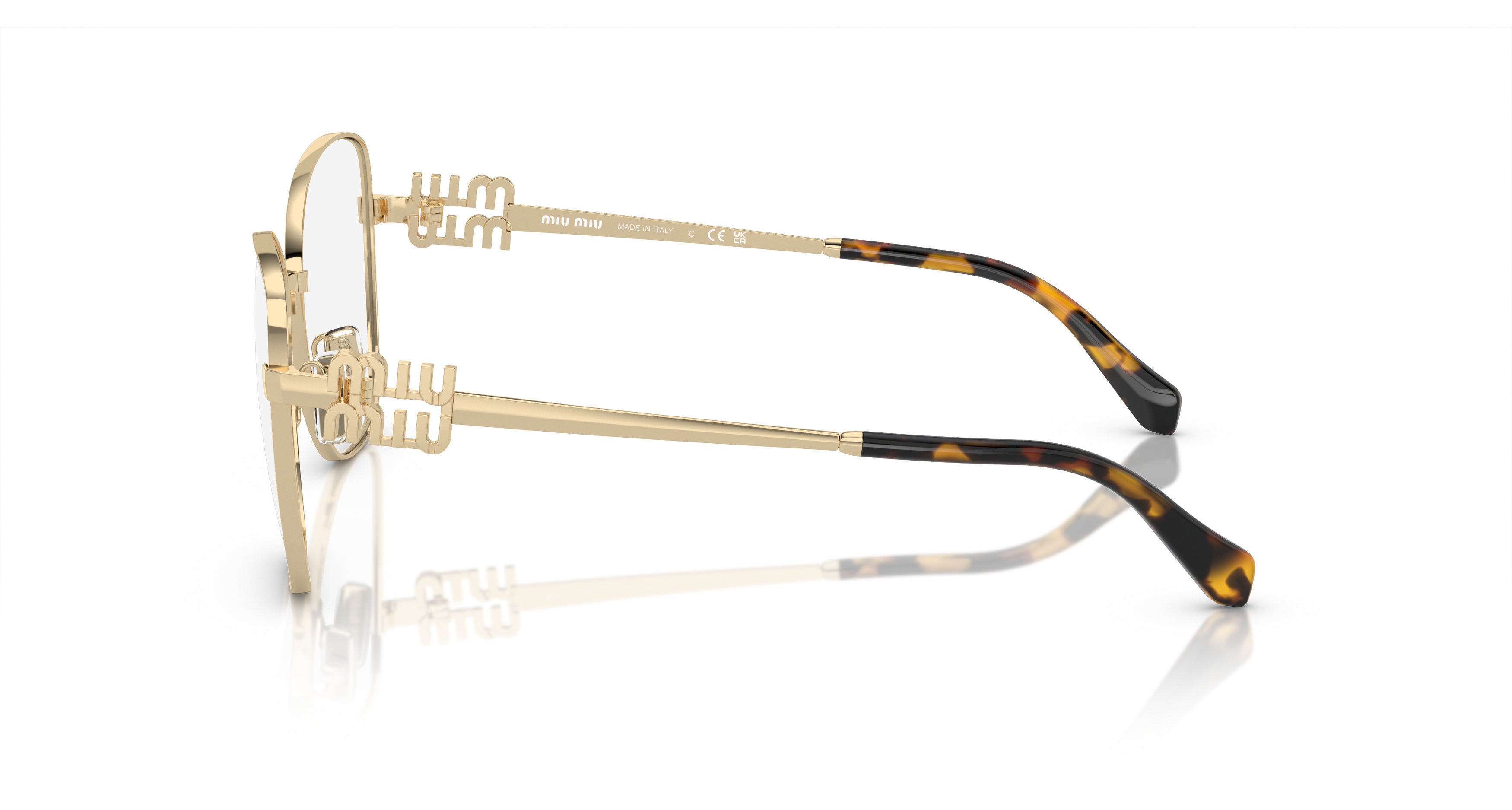 0mu 50xv Oversized Gold Metal Frame Eyeglasses