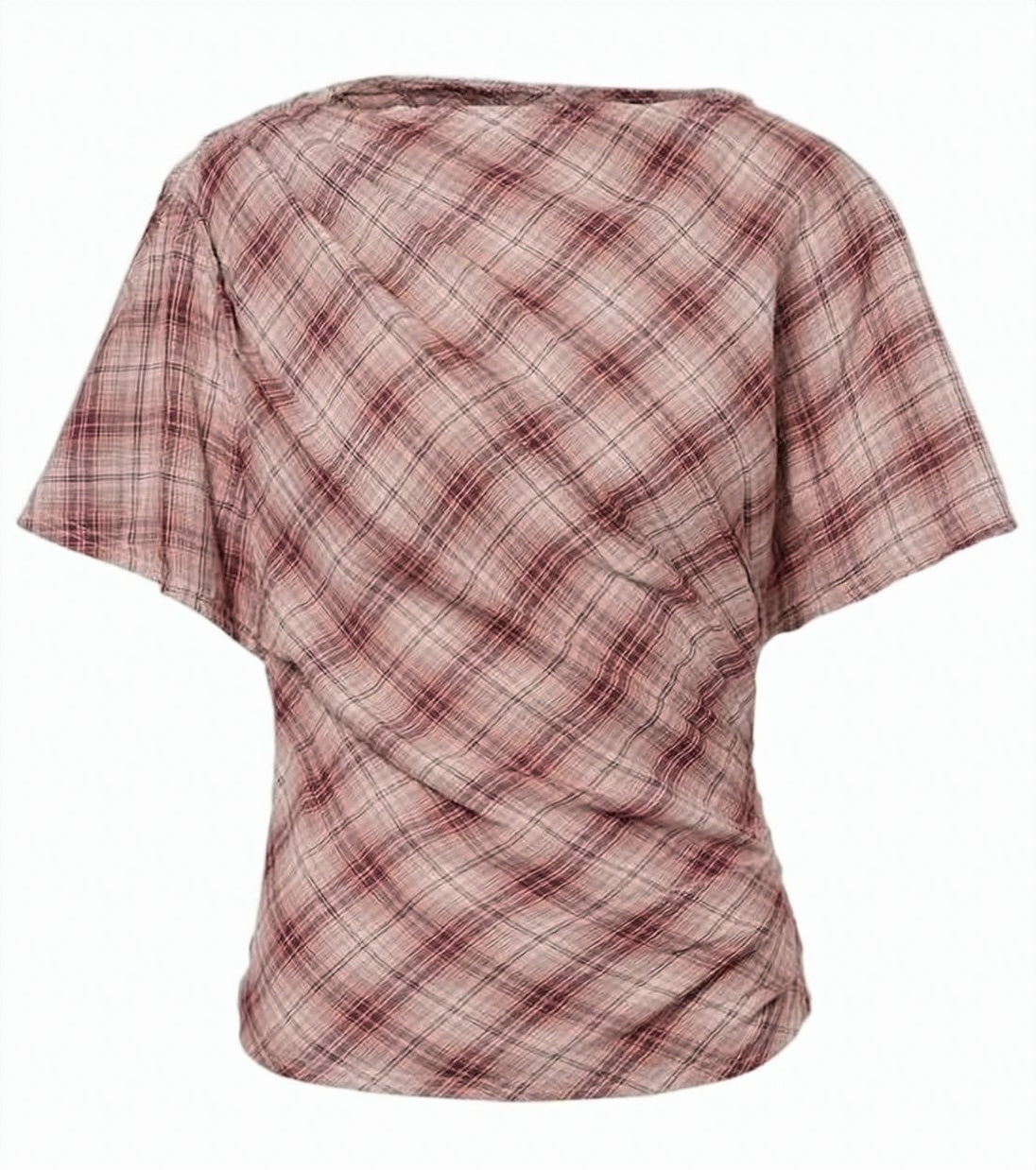 Rosewood Plaid Short-Sleeved Isabel Marant Top