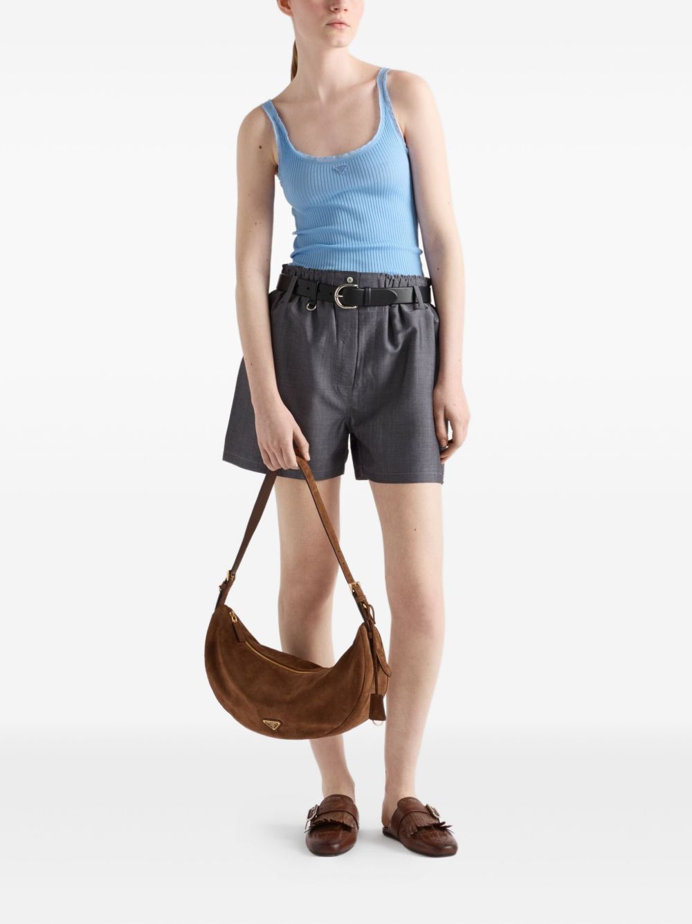 Demi-Lune Large Suede Shoulder Bag