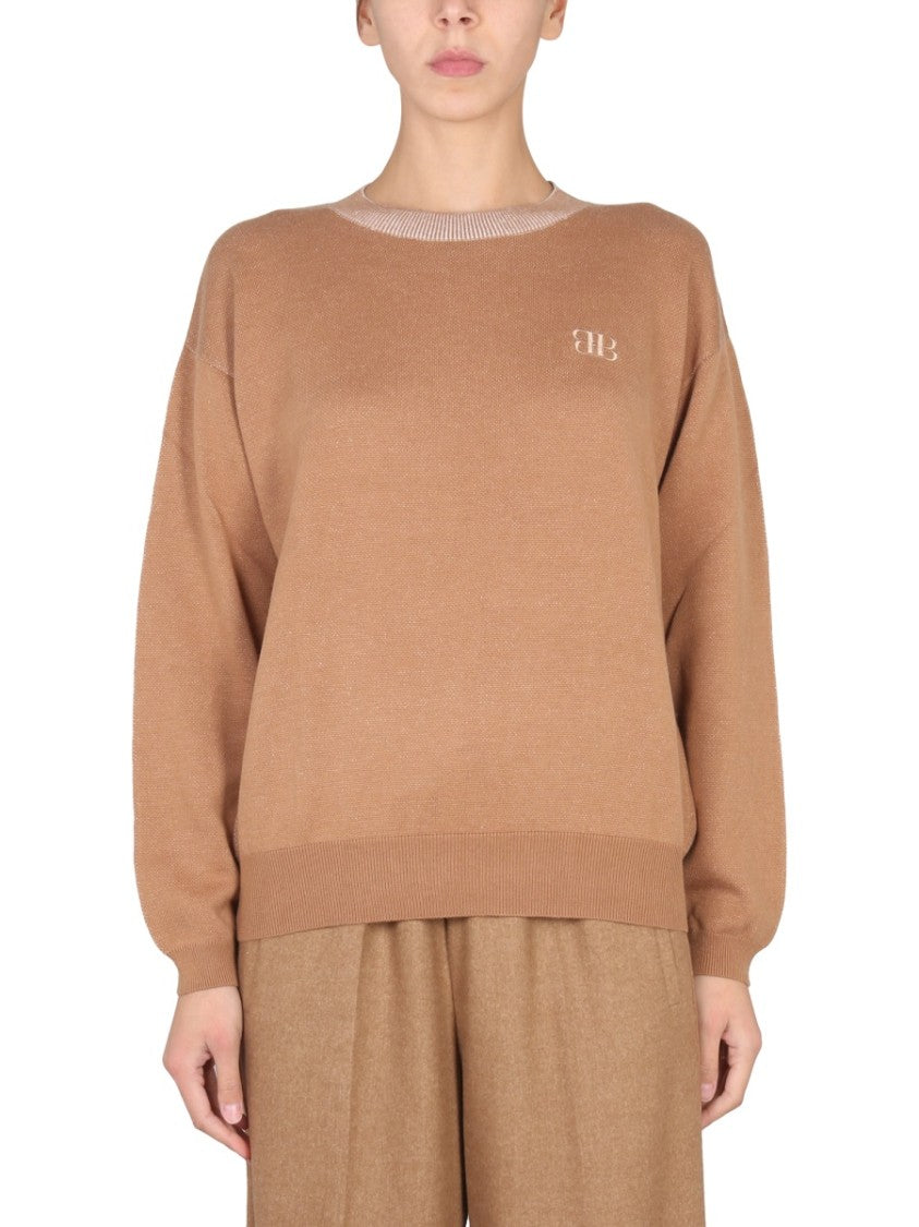 Cross-Neck Long-Sleeved Shirt With Embroidered Logo
