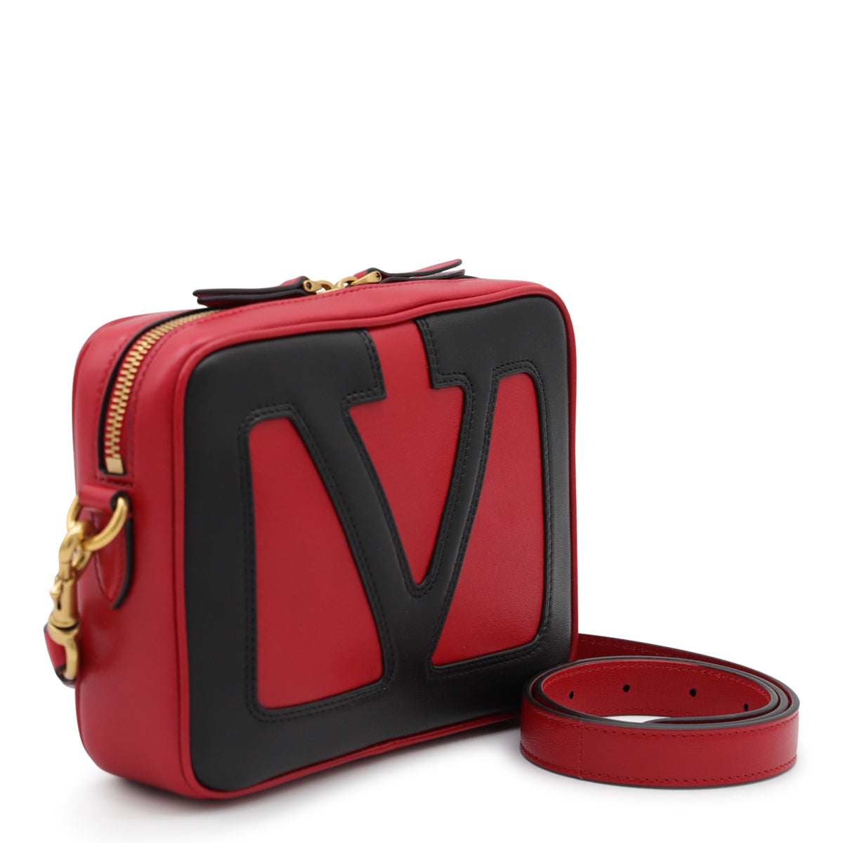Red And Black Leather Crossbody Bag