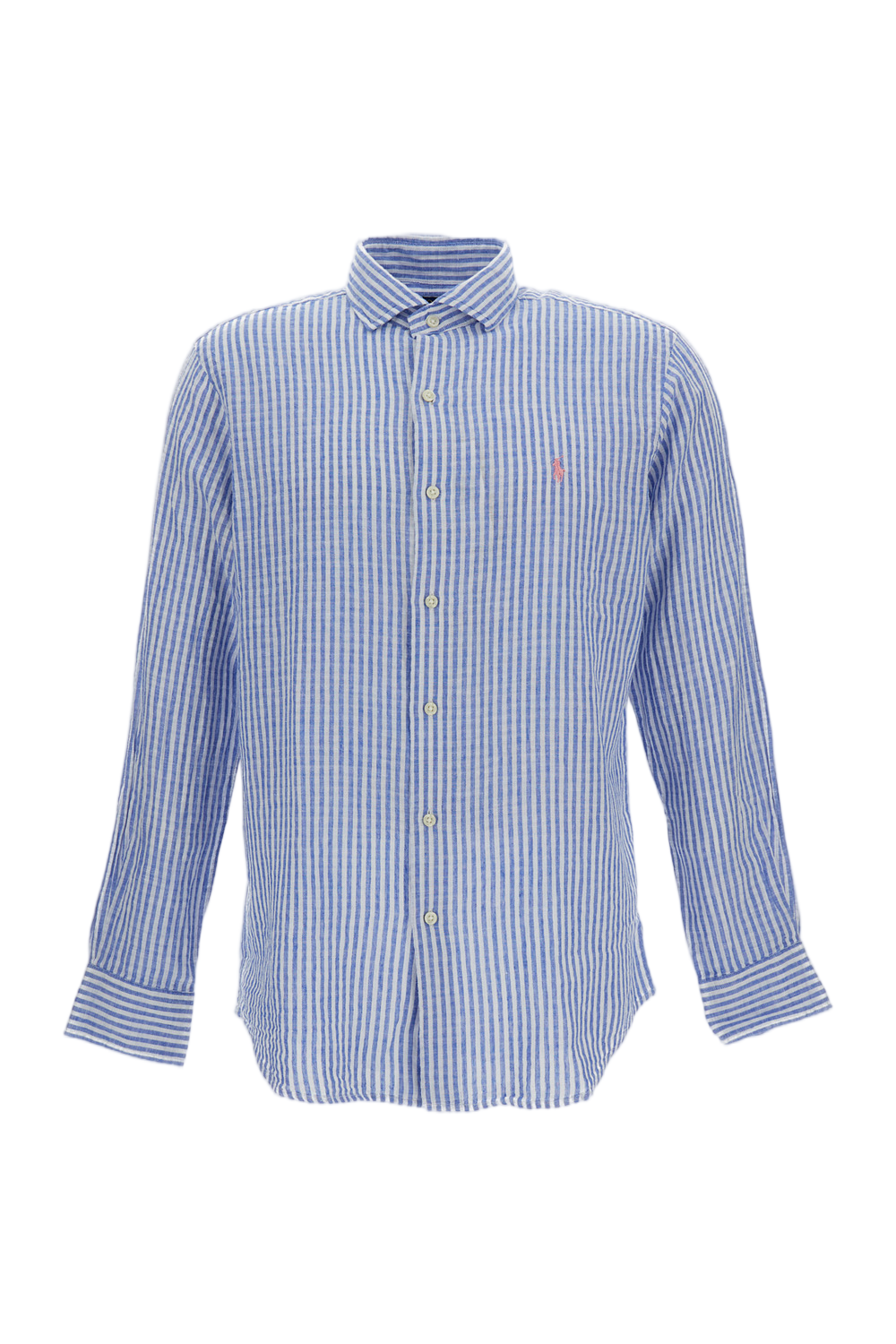 Seersucker Stripe Shirt With Embroidered Logo Detail