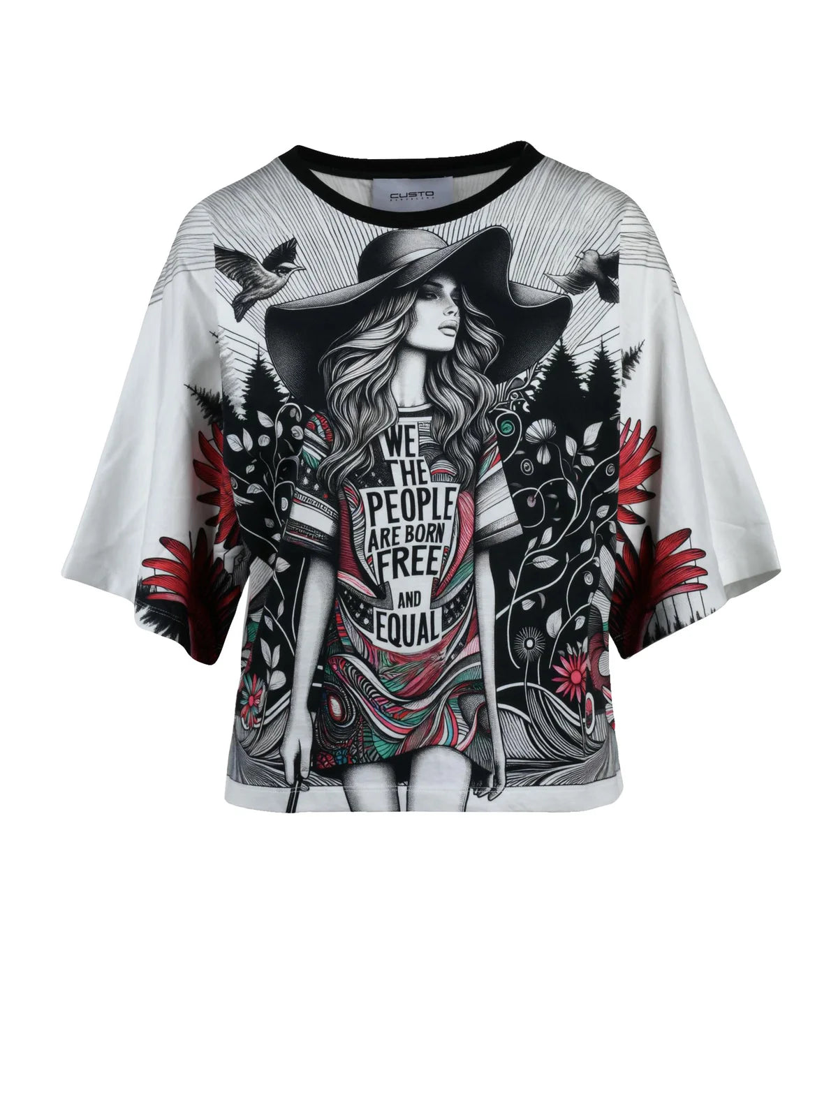 Black White Cotton T-shirt