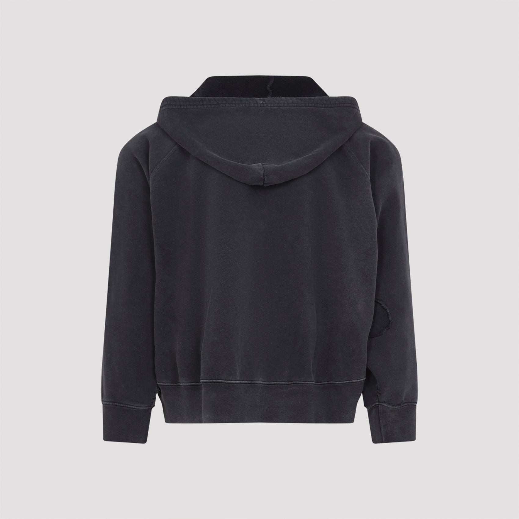 Vintage-Inspired Black Hoodie with Subtle Logo and Pocket