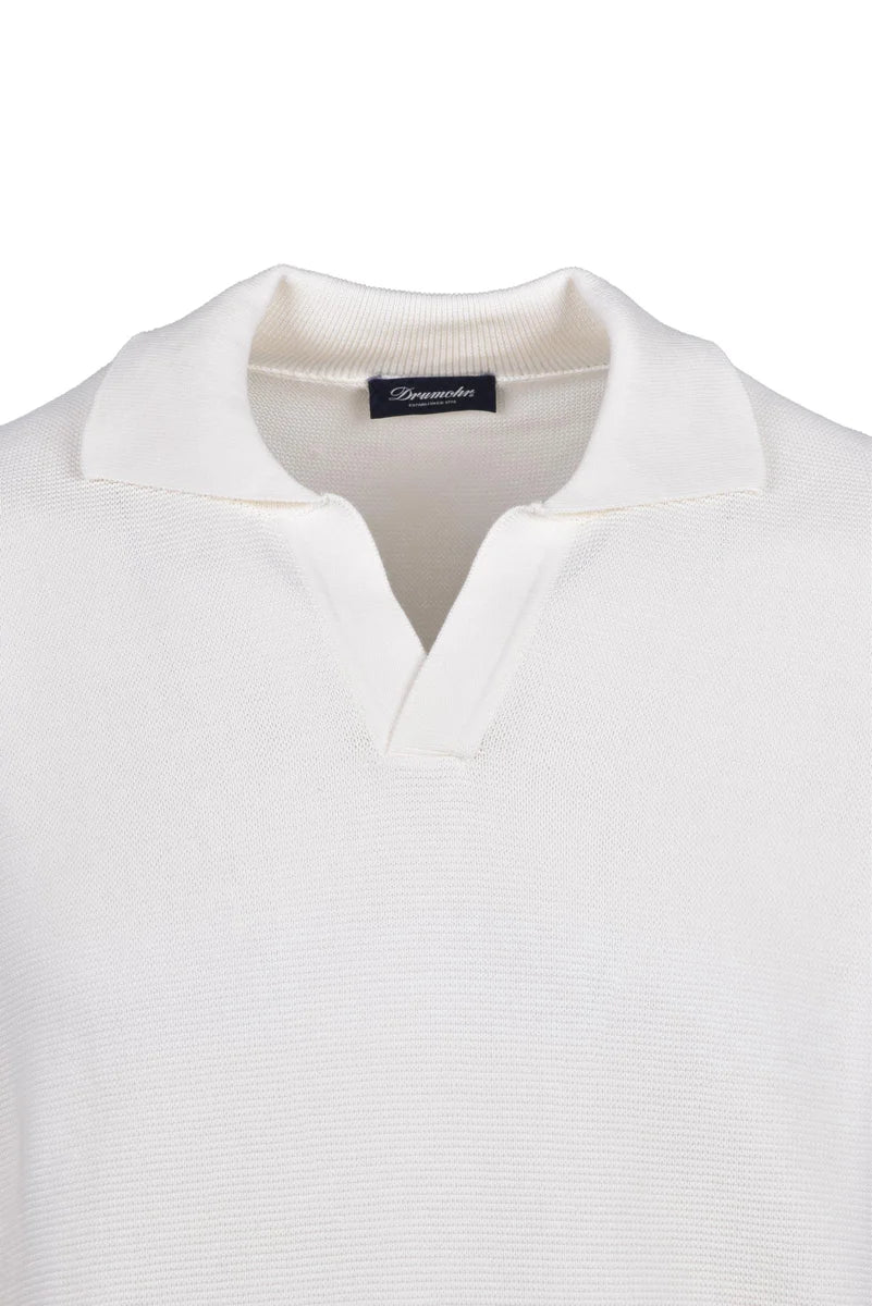 Cotton Knit Polo Shirt - White